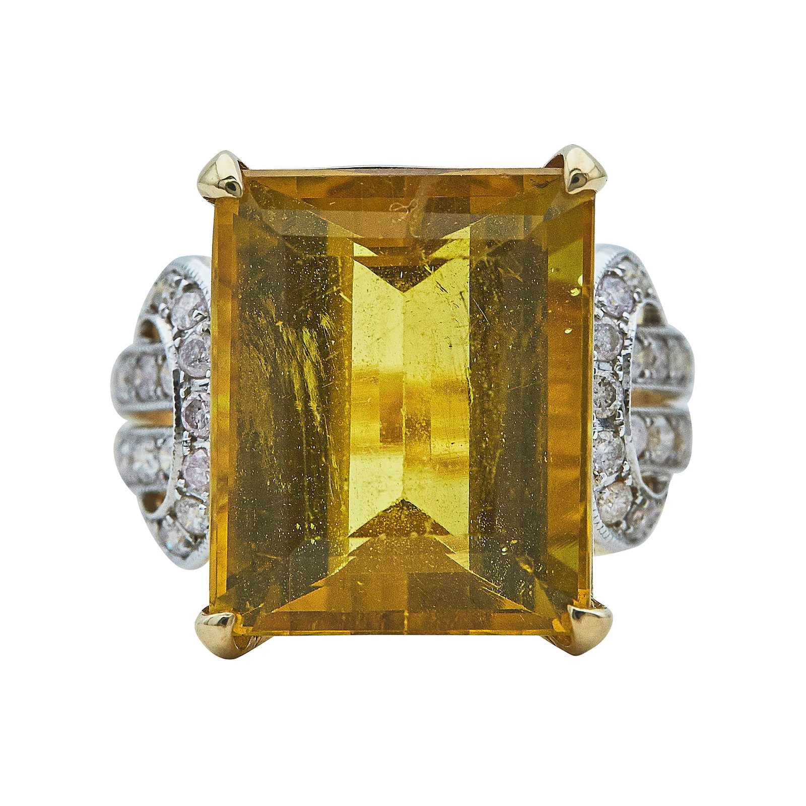 14K Yellow Gold 19.87 carat Apatite and Diamond Ring (1 of 4)