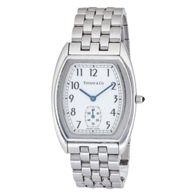 Tiffany & Co. Tonneau Stainless Steel Watch Ref. 887015, circa  1990