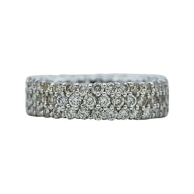 18K White Gold Three Row Diamond approx. 2.98 ctw Eternity Band Ring