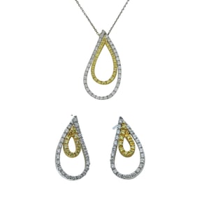 Gillian Arnold 18K White and Yellow Gold Colorless and Fancy Yellow Diamond Necklace, Earrings and