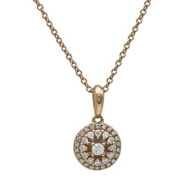 Effy 14K Rose Gold Diamond Cluster Pendant Necklace