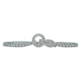 Simon G 18K White Gold Diamond Link Clasp Tennis Bracelet