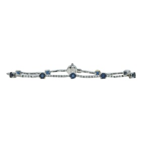 18K White Gold Sapphire and Diamond Tennis Bracelet