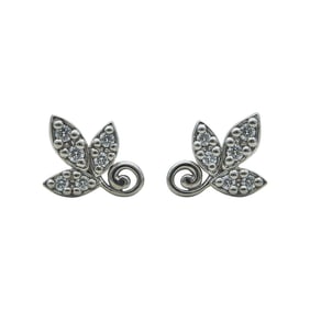 Tiffany & Co. Paloma Picasso Olive Leaf 18K White Gold Diamond Stud Earrings