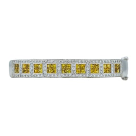 18K White Gold Citrine and Diamond Hinged Bangle Bracelet