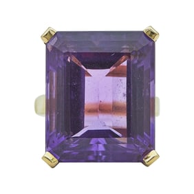 14K Yellow Gold approx. 25 carat Amethyst Cocktail Ring