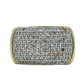 18K Yellow Gold Pavé-Set Single-Cut Diamond Band Ring