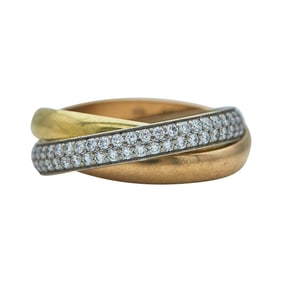 Cartier Trinity 18K Tri-Color Gold Diamond Ring