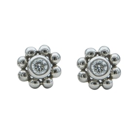 Tiffany & Co. 18K White Gold Diamond Flower Stud Earrings