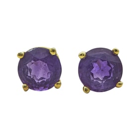 Tiffany & Co. 18K Yellow Gold Round-Cut Amethyst Stud Earrings