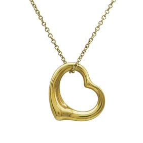 Tiffany & Co. Elsa Peretti Open Heart 18K Yellow Gold Pendant Necklace