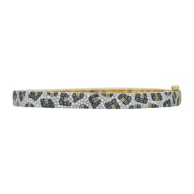 Effy Signature 14K Yellow Gold Multicolored  Diamond Panther Spot Hinged Bangle Bracelet