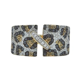 Effy Signature 14K Yellow Gold Multicolored  Diamond Panther Spot Band Ring