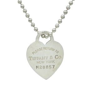 Tiffany & Co. Return To Tiffany Sterling Silver Heart Tag Pendant Necklace on 34 inch Chain