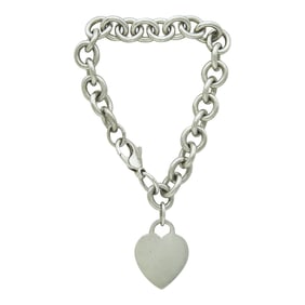 Tiffany & Co. Sterling Silver Engravable Heart Tag Charm Bracelet