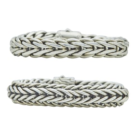Set of 2 John Hardy Sterling Silver Multi Row Wheat Chain Bracelets