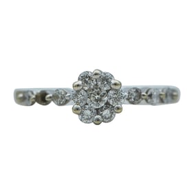 14K White Gold Diamond Cluster Ring