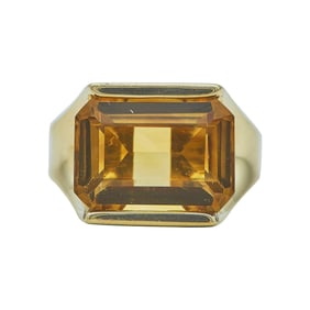 14K Yellow Gold Emerald-Cut Citrine Ring