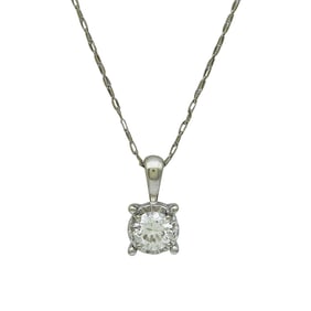 10K White Gold 1/2 carat Diamond Solitaire Pendant Necklace