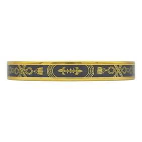 Hermès Base Metal Black and Gold Enamel Bangle