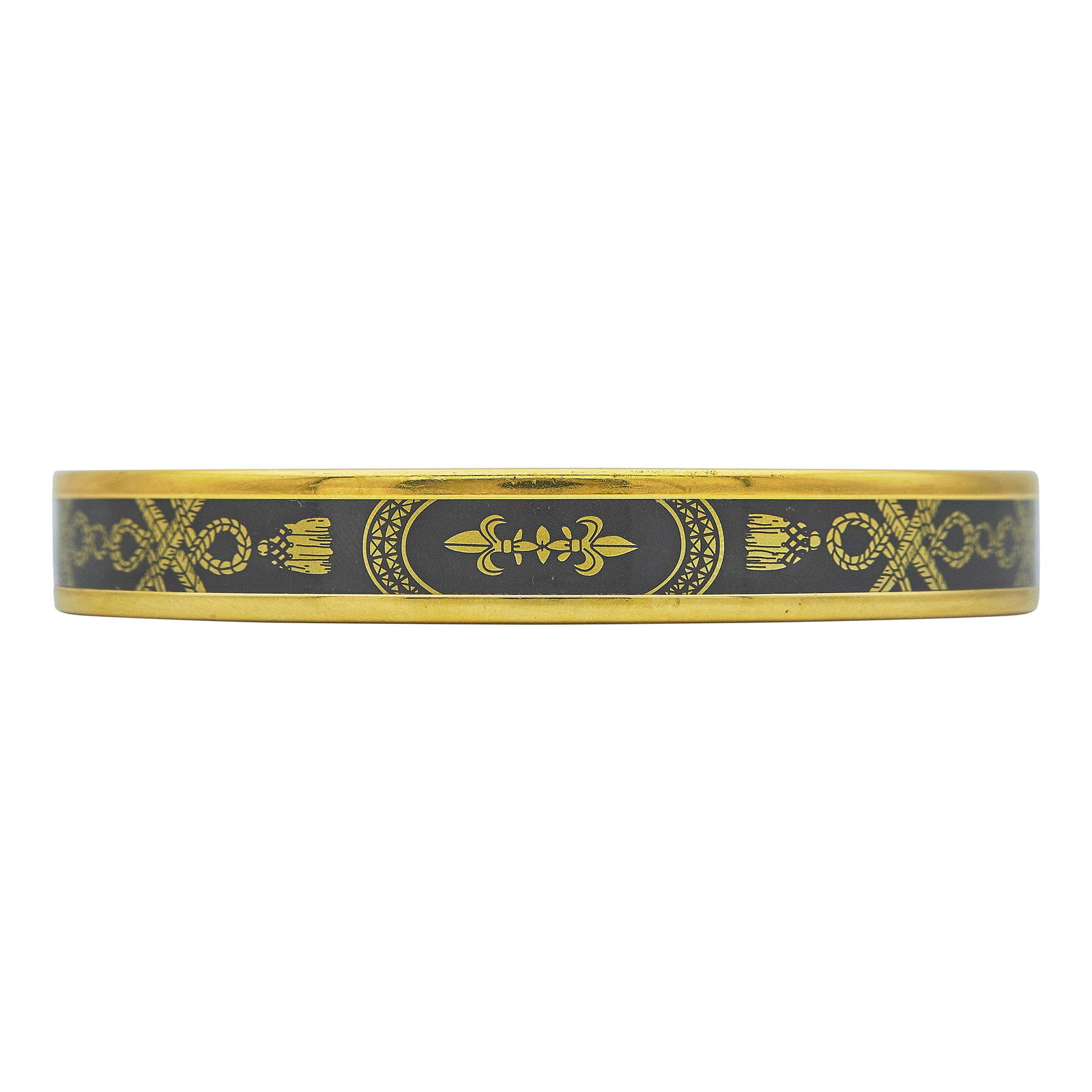 Hermès Base Metal Black and Gold Enamel Bangle (1 of 3)