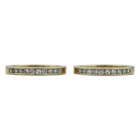 Set of 2 14K Yellow Gold Channel-Set Diamond Stacking Band Rings