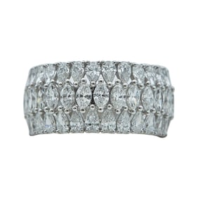 14K White Gold Marquise and Pear-Cut Diamond Band Ring