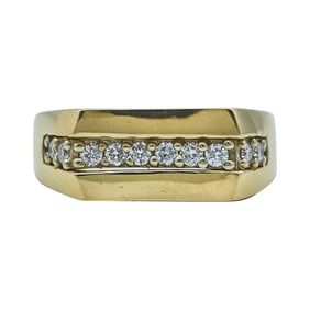 14K Yellow Gold Round-Cut Diamond Men's Band Ring
