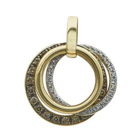 Le Vian 14K Yellow Gold Colorless and Light Brown Diamond Three Circle Pendant