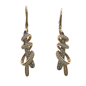 Le Vian 14K Rose Gold Colorless and Light Brown Diamond Bar Wrap Drop Earrings