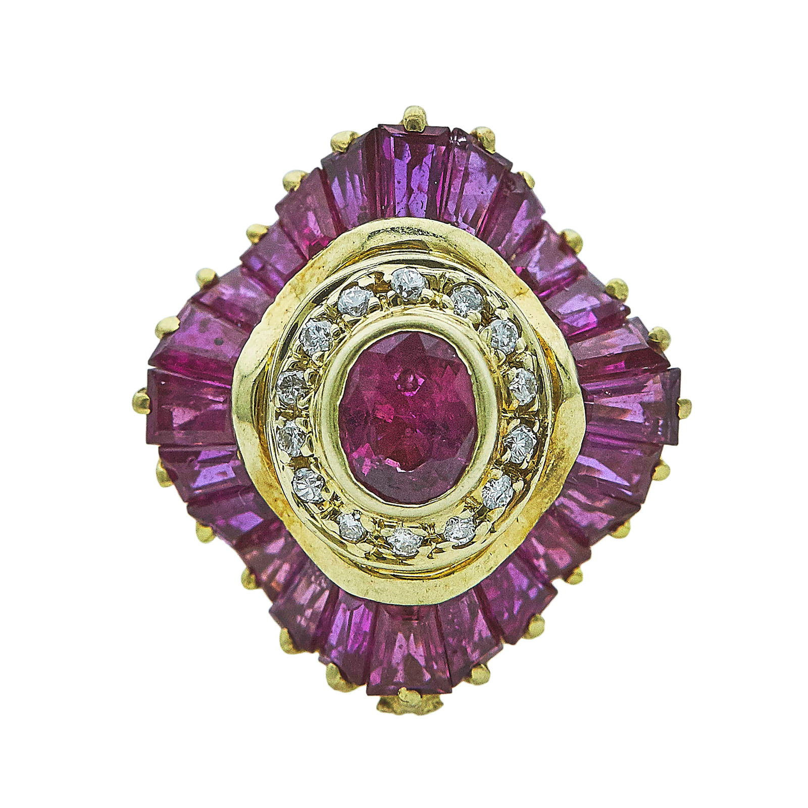 14K Yellow Gold Oval and Baguette-Cut Ruby and Diamond Tie Pin (1 of 3)