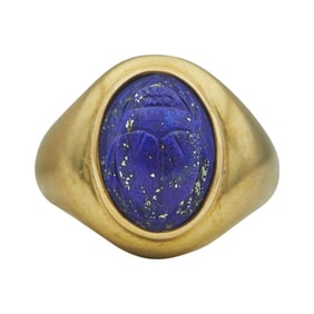 Cartier 18K Yellow Gold Lapis Lazuli Scarab Ring