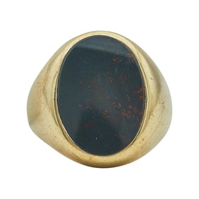 Tiffany & Co. 14K Yellow Gold Bloodstone Signet Ring