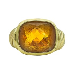 David Yurman 18K Yellow Gold Bezel-Set Citrine Ring