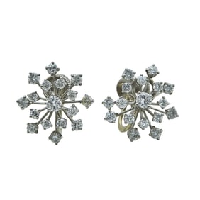 Platinum Diamond Cluster Earrings