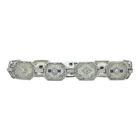18K White Gold Sapphire, Diamond and Rock Crystal Bracelet