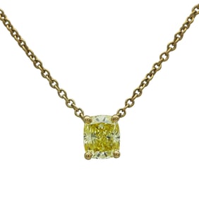 Tiffany & Co.  18k Yellow Gold Modified Brilliant Cushion Cut Fancy Intense Yellow Solitaire Pendant