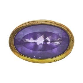 John Hardy 18K Yellow Gold and Silver Oval Cut Amethyst Ring