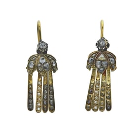 14K Yellow Gold Rose-Cut Diamond Articulated Drop Earrings