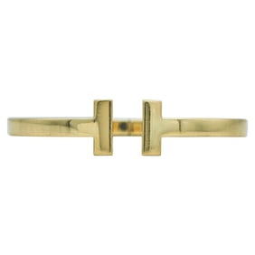 Tiffany & Co. Tiffany T 18K Yellow Gold Square Hinged Bangle Bracelet