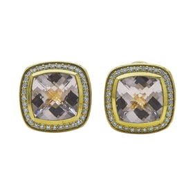 David Yurman 18K Yellow Gold Fancy Cut Morganite and Diamond Earrings