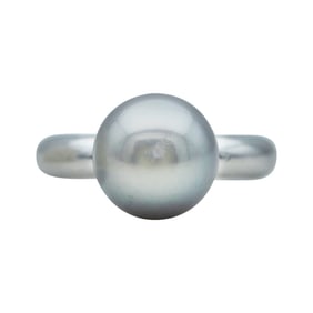 Cartier 18K White Gold 10.7mm Tahitian Pearl Ring