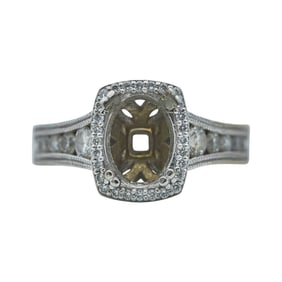 14K White Gold Diamond Oval Halo Engagement Ring Setting