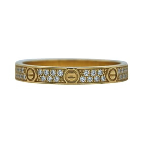 Cartier Love 18K Yellow Gold Diamond Band Ring, Mini Model