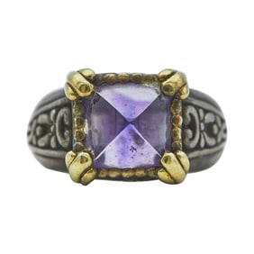 John Hardy 18K Yellow Gold and Sterling Silver Amethyst Cabochon Ring