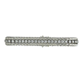 18K White Gold Diamond Herringbone Link Bracelet