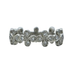 Attributed to Cathy Waterman Platinum Diamond Floral Eternity Band Ring