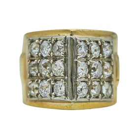 18K Yellow Gold Old European-Cut Diamond Pyramid Ring