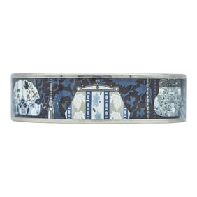 Hermès Base Metal Enamel Purse Design Bangle Bracelet