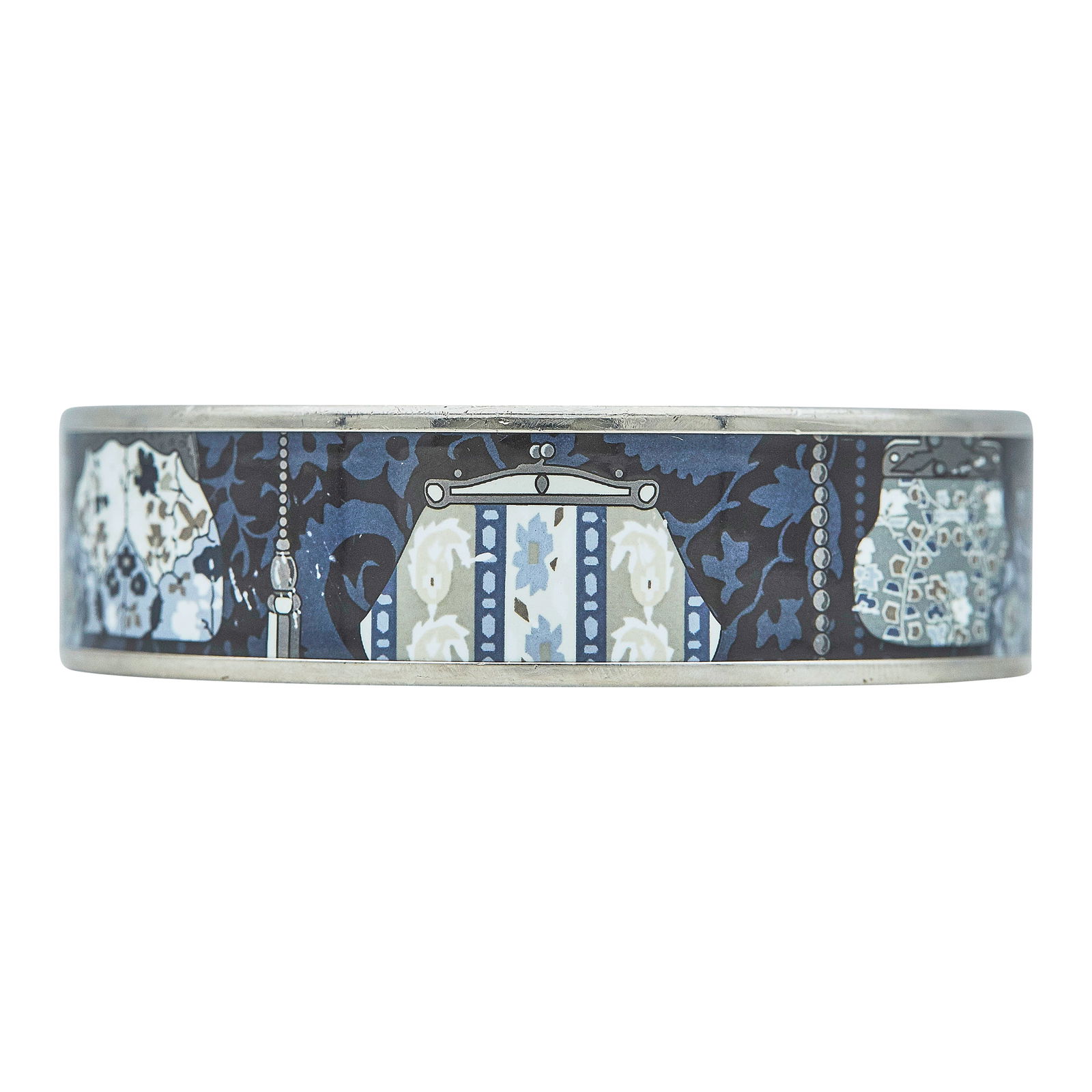 Hermès Base Metal Enamel Purse Design Bangle Bracelet (1 of 3)